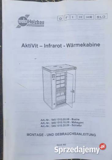 Sauna Drewniana infrared infra red 2osobowa WEKA Opole sprzedam