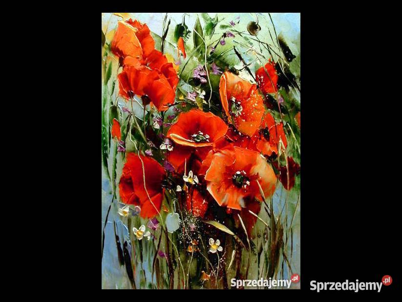 Maki Obraz olejny 40x30 kwiaty Gdańsk
