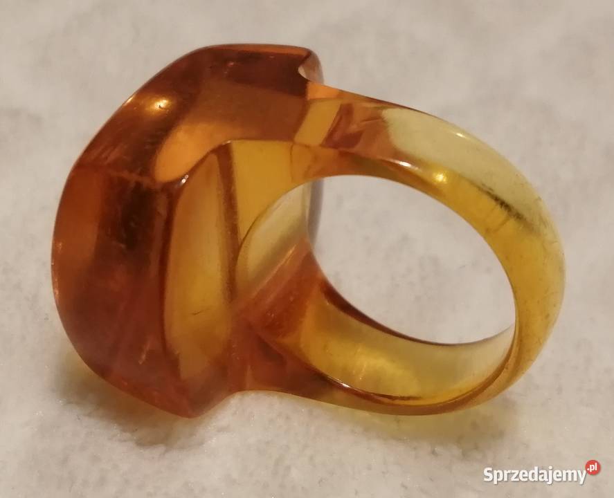 Sygnet pierścień bursztynowy 18mm Biżuteria śląskie Czeladź