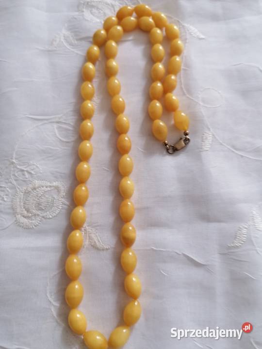 Naszyjnik Bursztyn oliwki pozłacane