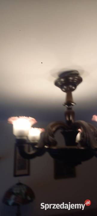 Duży rzeźbiony drewniany żyrandol kolorowe Skierniewice