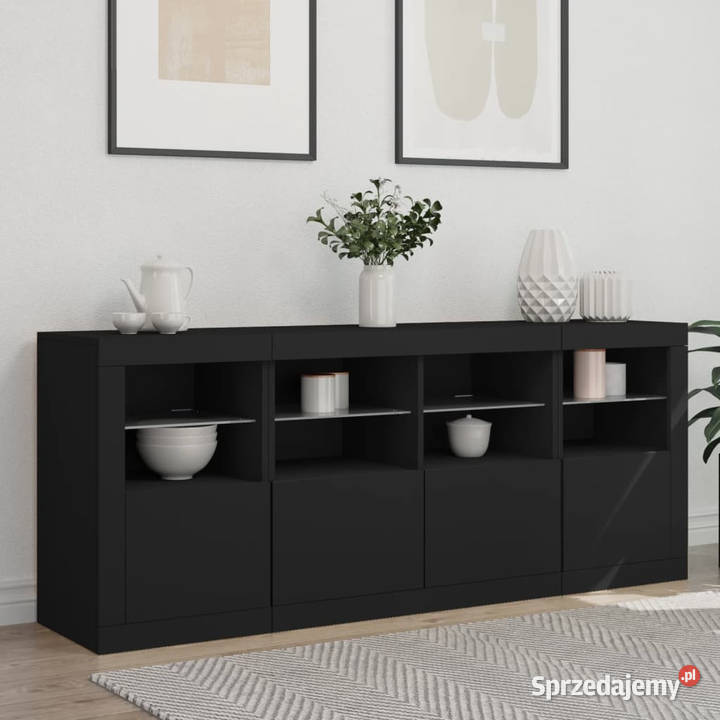 Szafka z oświetleniem LED czarna 163x37x67 Pozostałe mazowieckie Warszawa
