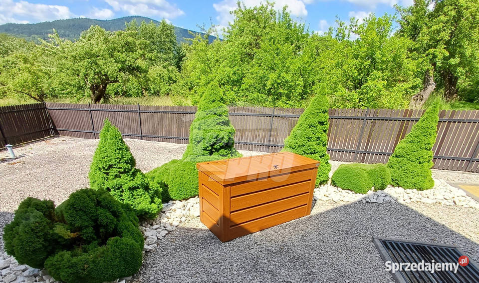 Skrzynia ogrodowa metalowa kufer 150x60x70 złoty