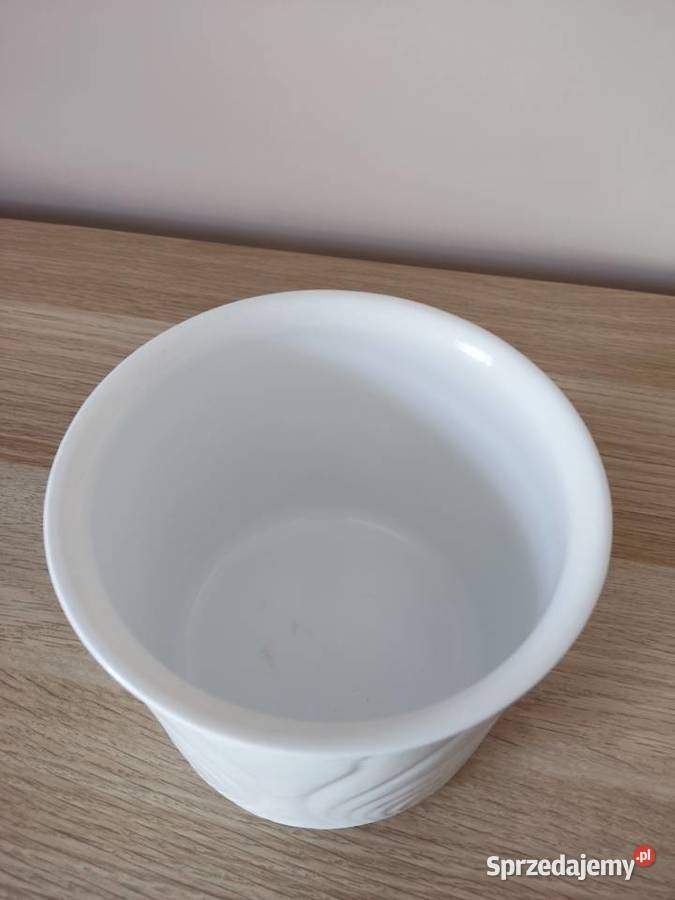 Doniczka donica osłonka ceramiczna biała fi 14 Głuchołazy