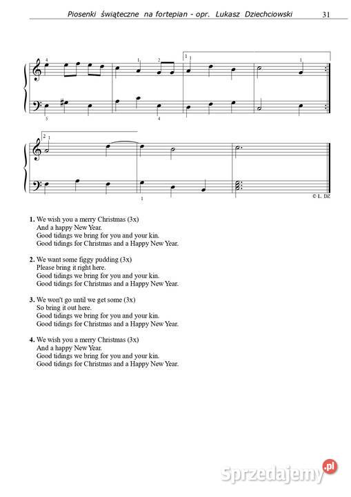 Piosenki świąteczne na pianino nuty kolędy