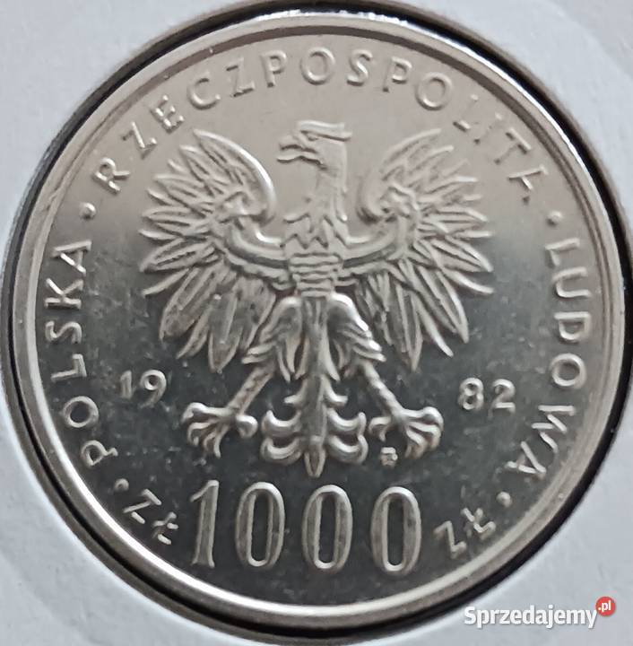 1000 Papież Jan Paweł II 1982 r 6 UNC Konin
