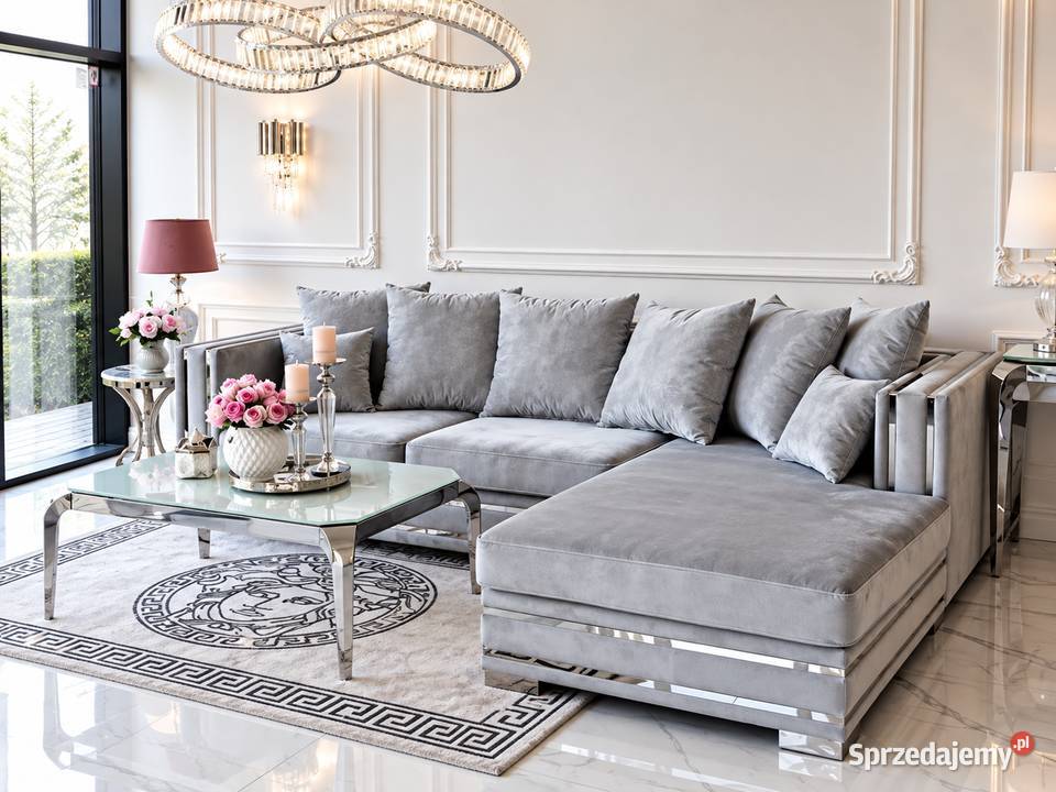 Narożnik MONACO Glamour Srebrne Nogi Rozkładany Warszawa