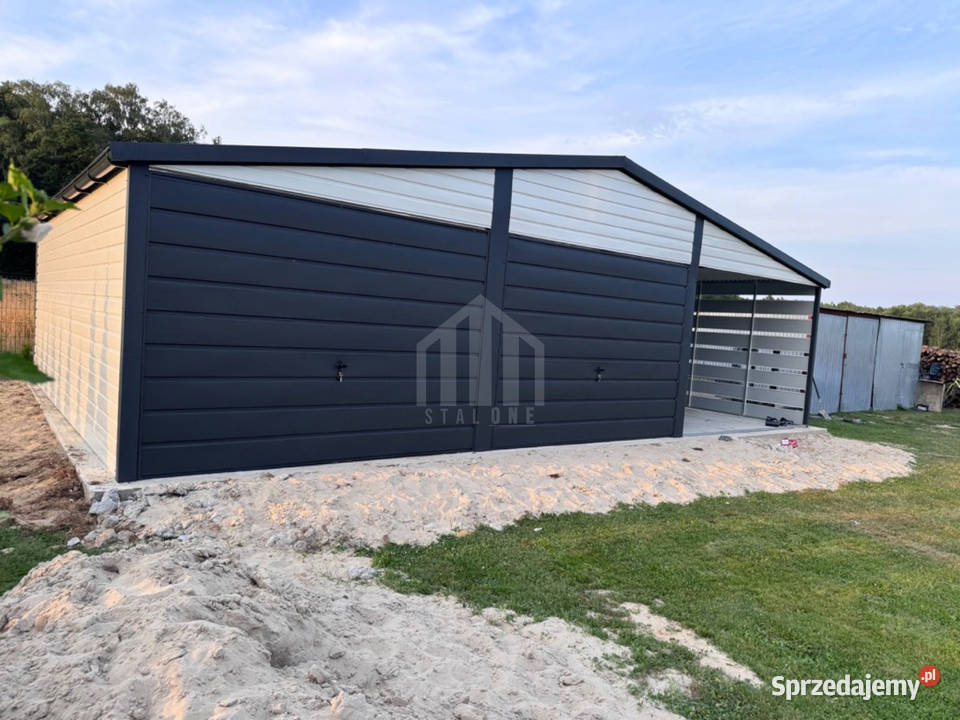 Garaż blaszany 6x5m wiata 3m 2x brama okno dach Nowy Tomyśl