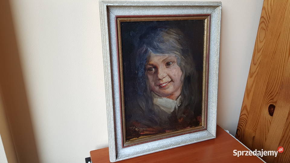 Stary sygnowany obraz olejny na płycie Dąbrowa Górnicza