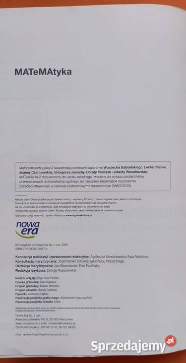Maturalne karty pracy 2 Matematyka liceum skrypt, zeszyt ćwiczeń, zbiór zadań, testów Małkinia Górna