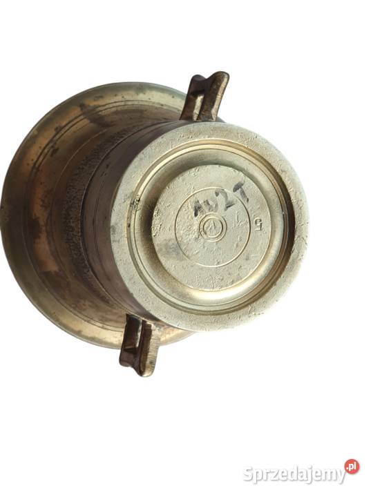 Stary mosiężny moździerz kuchenny sygnowany lata Cieszyn