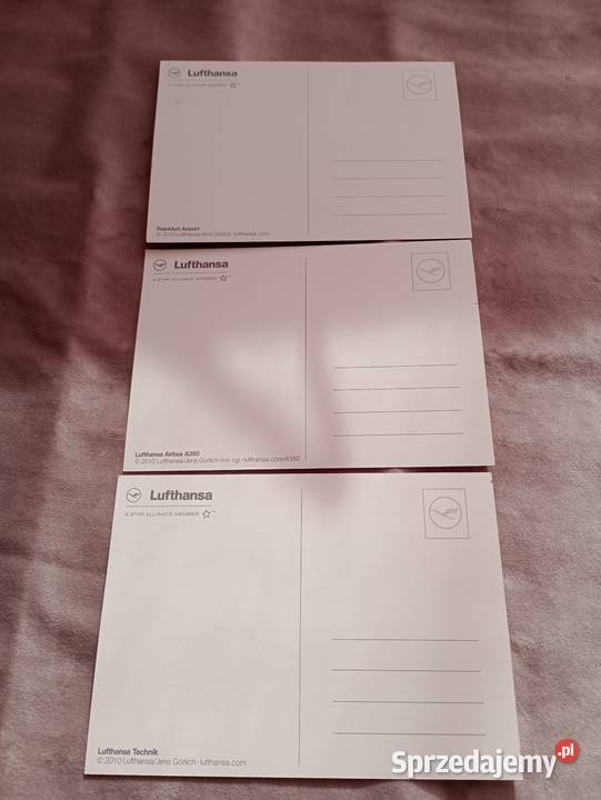 3 pocztówki Lufthansa Łódź