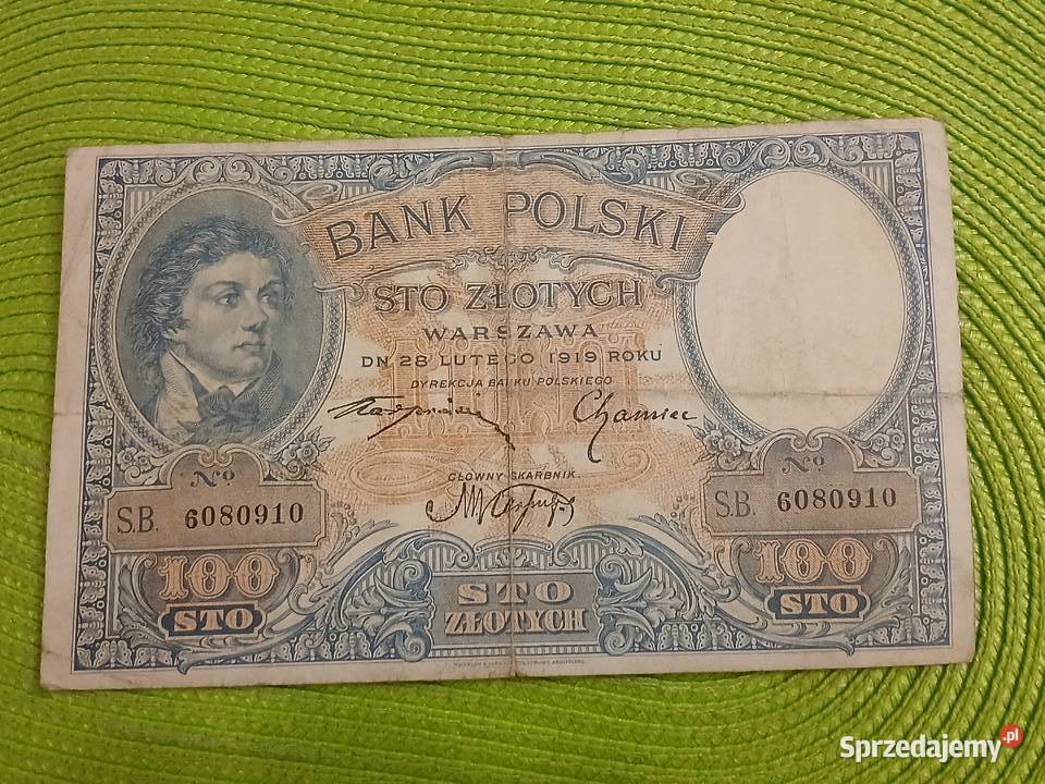 banknot polski 100 złotych z 1919r Łomża