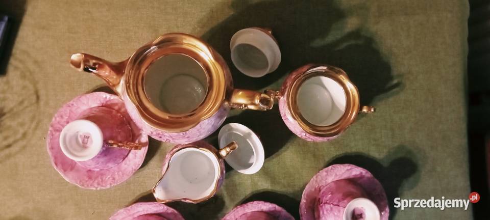 Serwis kawowy różowy Wawel PRL Warszawa