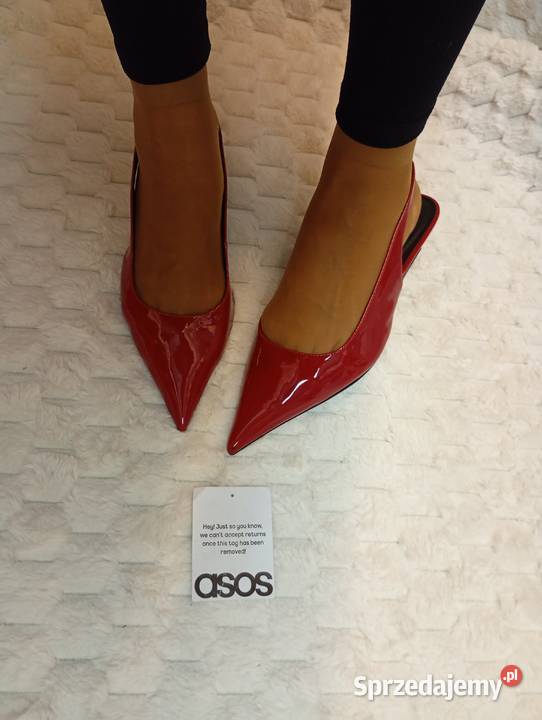 41 ASOS Design Czerwone czółenka z odkrytą piętą