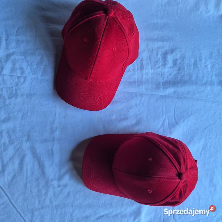 Czerwone czapki z daszkiem 2 sztuki nowe Nakrycia głowy