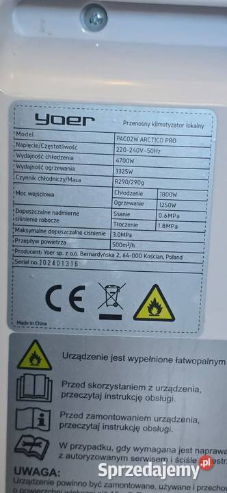 Klimatyzator przenośny Artico wydajny stan Oborniki Śląskie