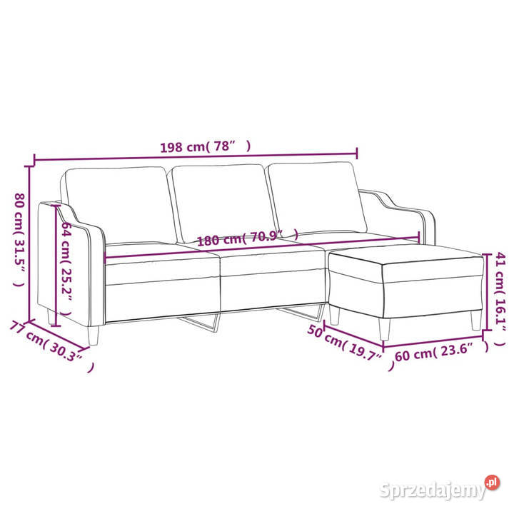 3osobowa sofa z podnóżkiem winna czerwień 180 mazowieckie Warszawa