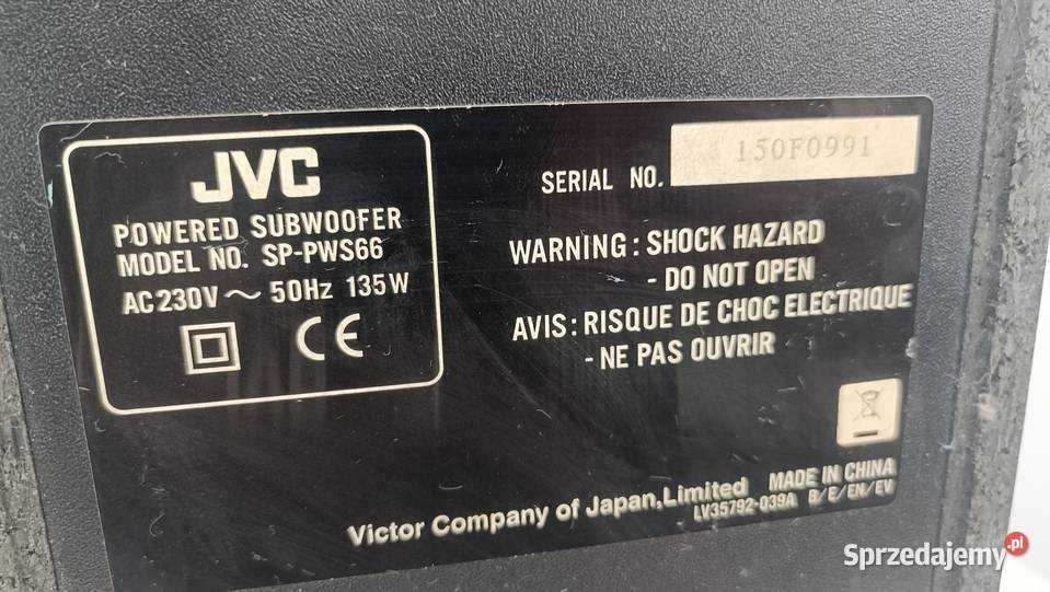 JVC SPPWS66 Subwoofer wielkopolskie Poznań