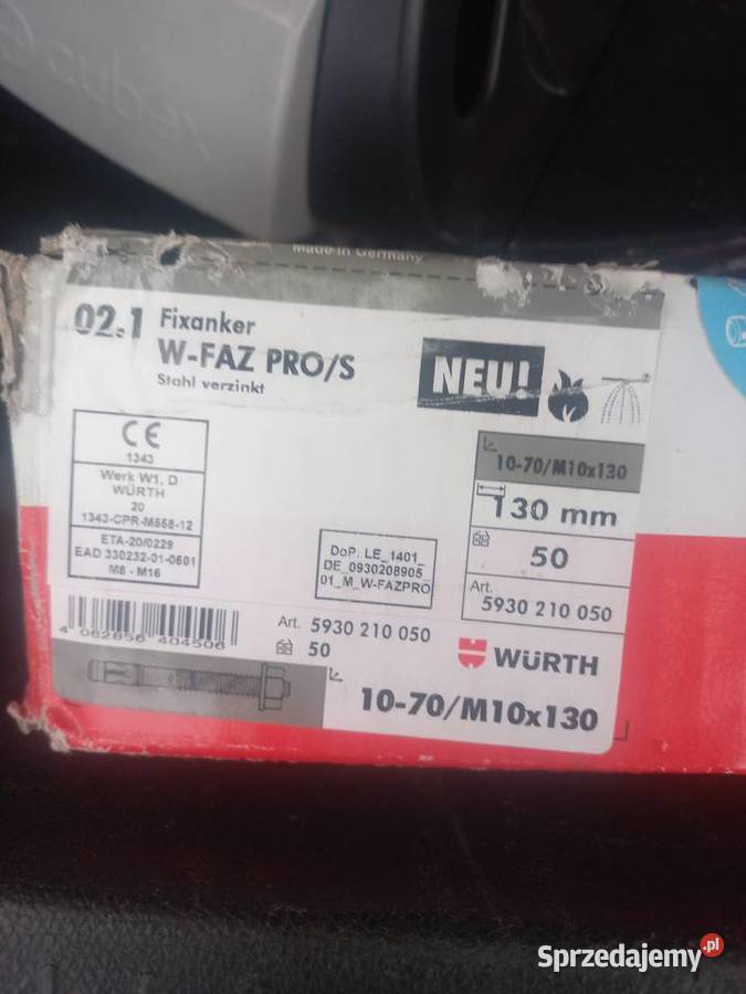 Sprzedam kotwa segmentowa WFAZ PROS 1070M10x130 Kołki i kotwy lubelskie Stryjno Drugie sprzedam
