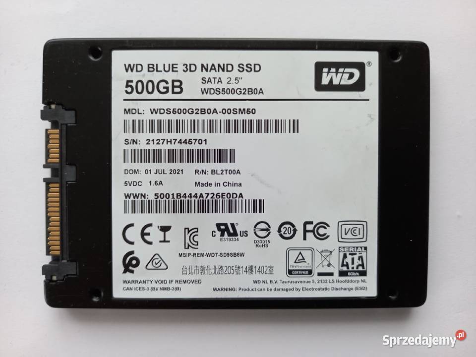 Dysk SSD WD Blue 500GB SATA3 WDS500G2B0A lubelskie Tomaszów Lubelski