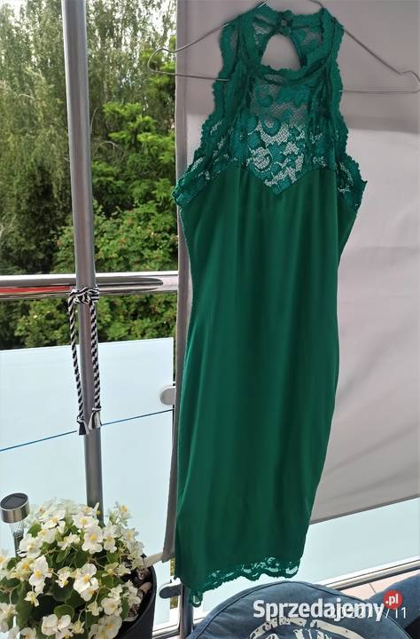 Koronkowa zielona elegancka dopasowana sukienka Inny wzór Radzyń Podlaski sprzedam