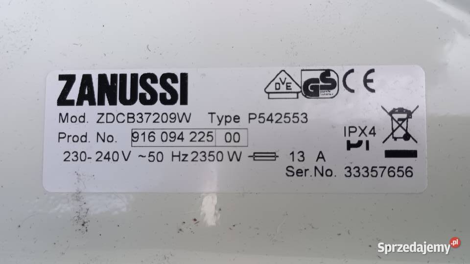 Suszarka bębnowa Zanussi model ZDCB37209W Lubartów