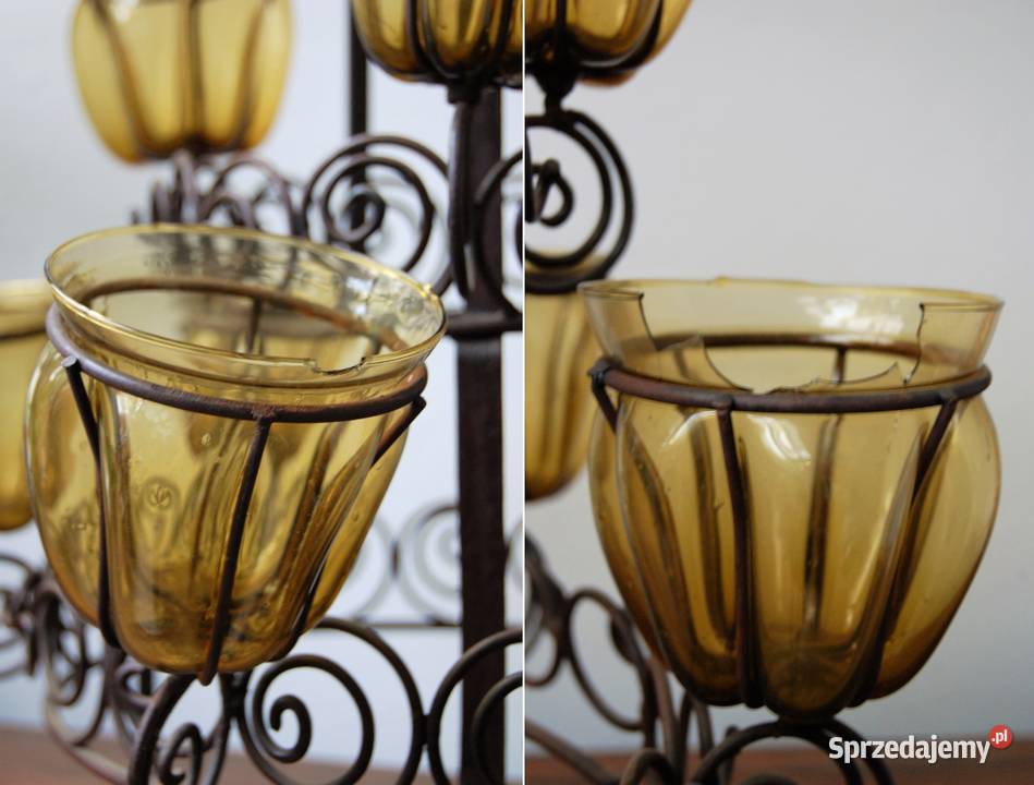 Świecznik kuty piętrowy metaloplastyka klosze Lublin