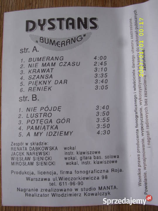 Disko kaseta BUMERANG DYSTANS Roja