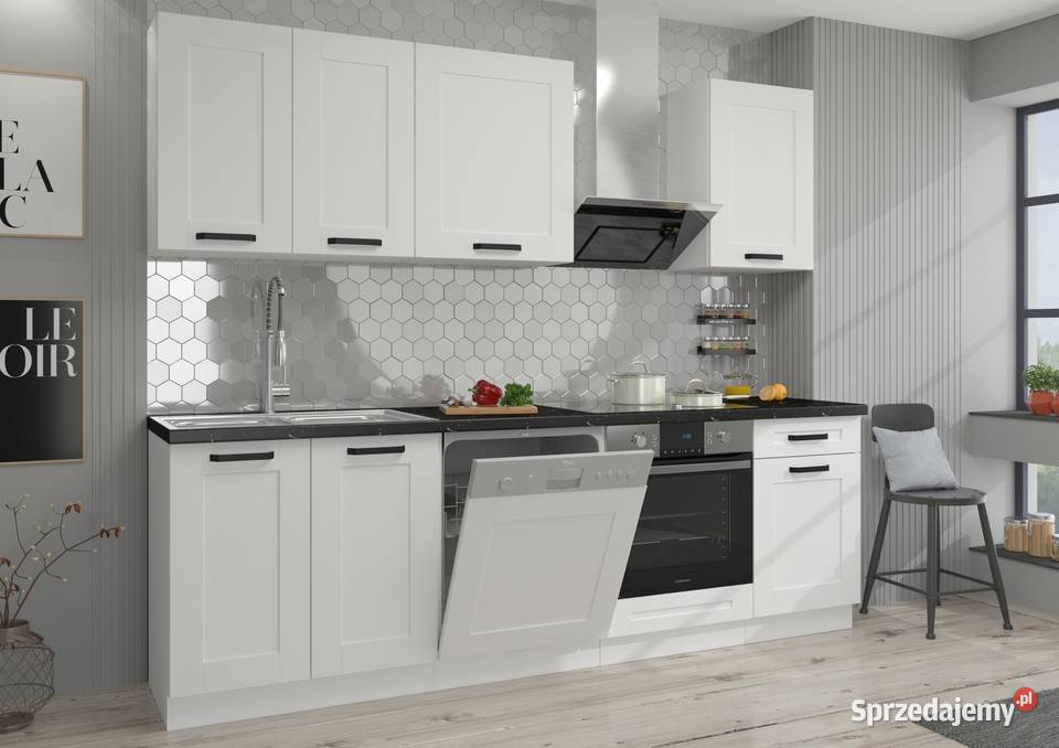 Zestaw mebli kuchennych BIAŁY MAT Z FREZEM sprzedam