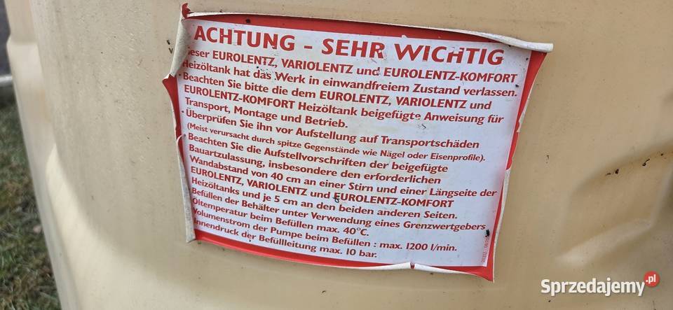 Zbiornik na paliwo opalowe Koronowo