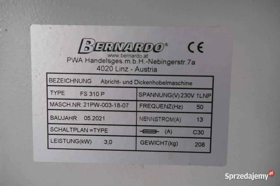 STRUGARKA BERNARDO FS310P 2021 Warszawa