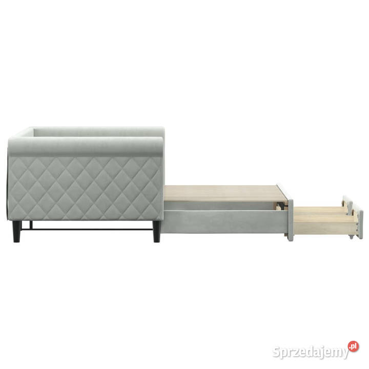 Sofa rozsuwana z szufladami jasnoszara aksamit mazowieckie Warszawa