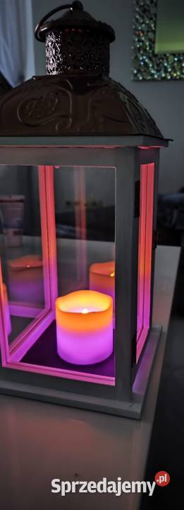 Przepiękny lampion białozłoty wys 48 ze świecą Legnica