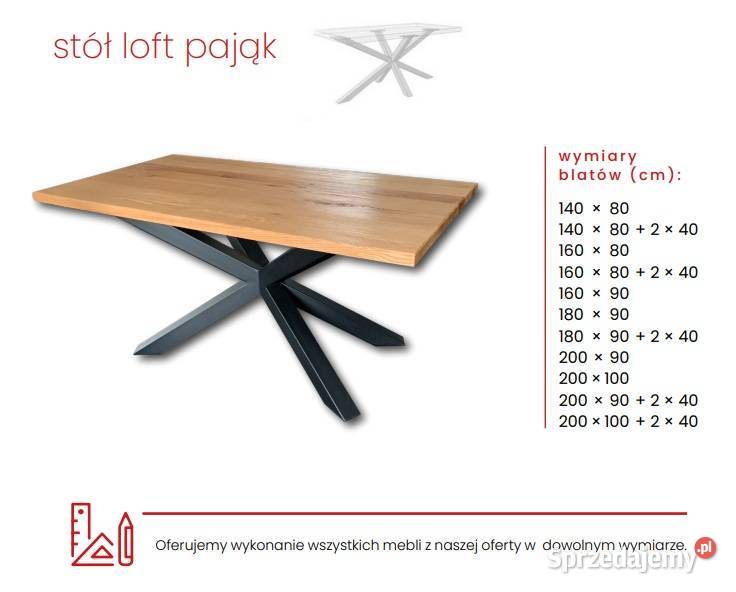 Stół 200x100 Loft industrialny metalowe nogi X Bielsko-Biała
