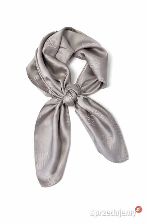 Apaszka szara z wytłaczanym wzorem 30 jedwab 70 Dla kobiet Dodatki