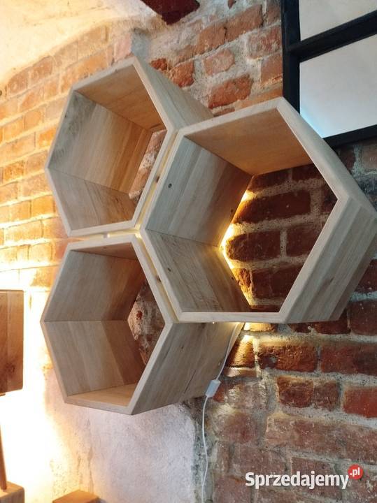 Półka dębowa heksagon Postolice