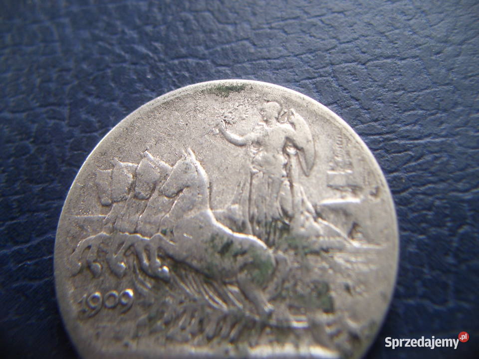 Stare monety 1 lir 1909 Włochy srebro podkarpackie Lesko