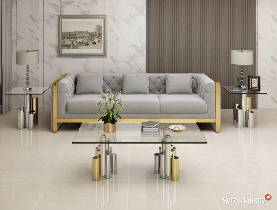 Ława 130 nowoczesna srebrna złota Glamour Nowy Sącz