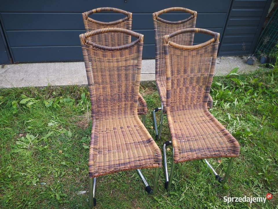 4 krzesła metalowe plecione Aleksandrów Łódzki