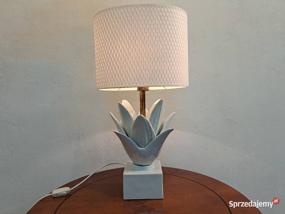 Wyjątkowa lampa ceramiczna stołowa włoska biała małopolskie Olkusz