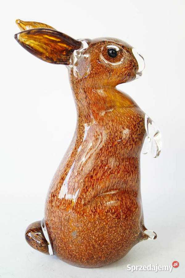 Szklany królik zając figura szklana Murano style