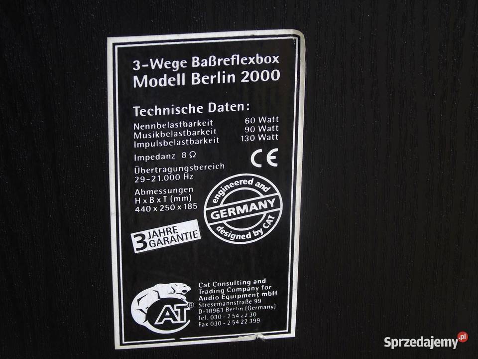 Kolumny Cat Berlin 2 x 130 wat 8 ohm WYSYŁKA Jasło sprzedam
