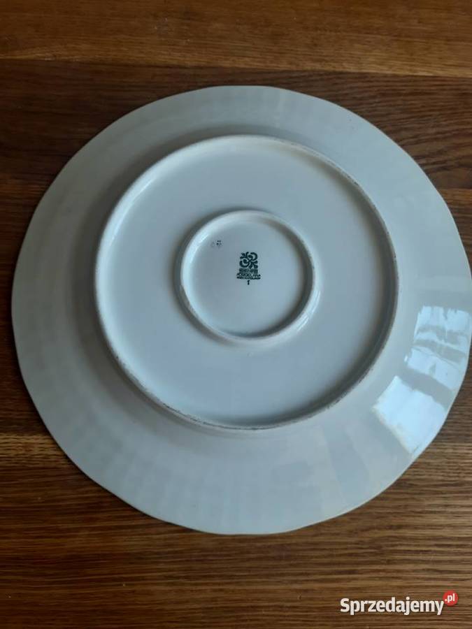 Ceramika Włocławek duży talerz w bordowe róże Morąg