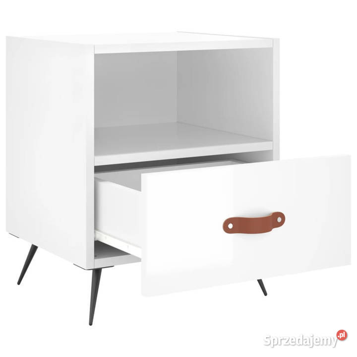 Szafki nocne 2 białe wysoki połysk 40x35x475