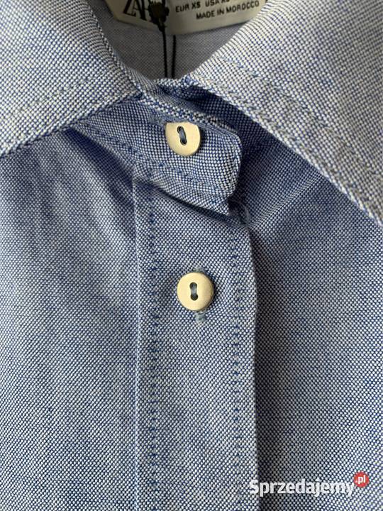 Zara koszula damska XS niebieska bawełna
