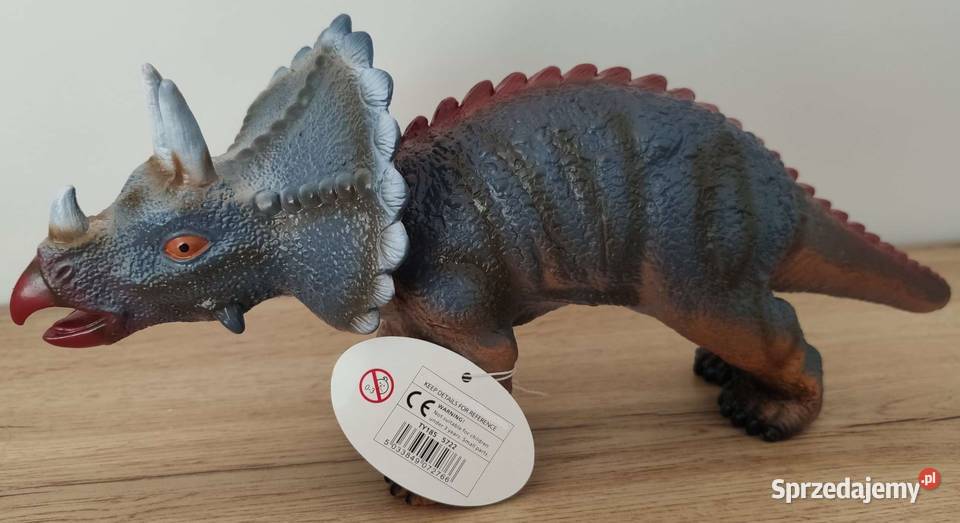 Duży Dinozaur Ryczy Triceratops Figurka Gumowa z 3 lata+ Zabawki Mogilany