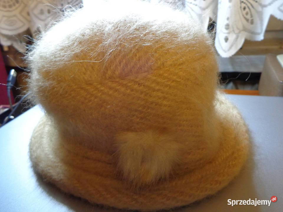 kapelusz jasny beż z angory Poznań sprzedam