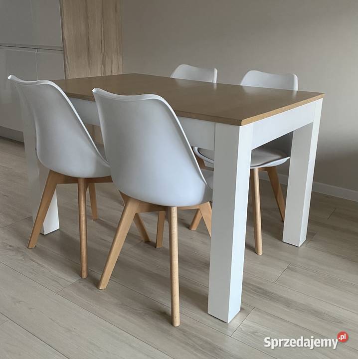 stół jadalniany drewno biel 80x120250 rozkładany Borowiec