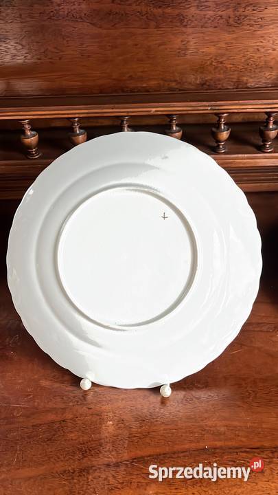 Patera biała porcelana niebieski dekor Syg Gdańsk